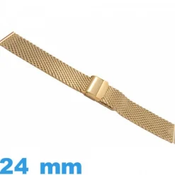 Bracelet Acier Inoxydable doré 24 mm Maille Milanaise montre