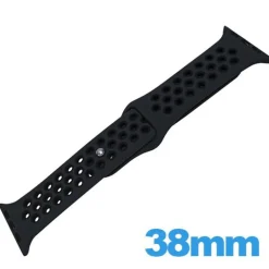 Bracelet Apple Watch 38 - 40 mm Silicone Noir à trous