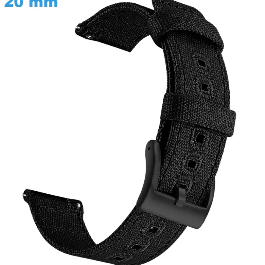 Bracelet Ardillon Noir 20 mm Tissu montre