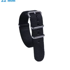 Bracelet boucle Ardillon 22 mm Nylon Noir montre