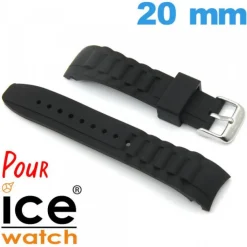 Bracelet Cahoutchouc 20 mm Noir montre pour Ice Watch