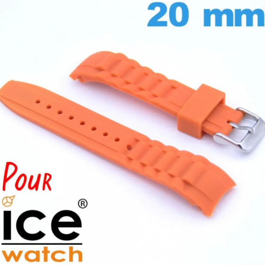 Bracelet Cahoutchouc Orange 20 mm de montre pour montre Ice Watch