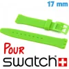 Bracelet caoutchouc Vert pomme de montre Swatch 17mm lisse