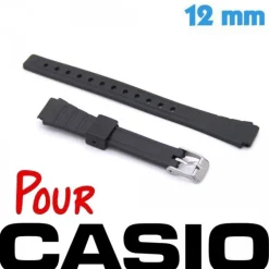 Bracelet Casio 12 mm plastique noir souple