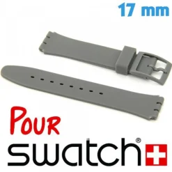 Bracelet 1,7 cm Gris pour montre Swatch Silicone lisse