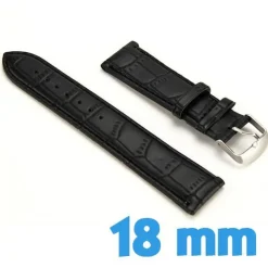 Bracelet 1.8 cm pour montre Noir Cuir croco