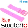 Bracelet 1,9 cm Rose pour montre pour Swatch Silicone lisse