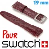 Bracelet compatible Montre Swatch 19 mm Rouge Brun croco
