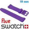 Bracelet compatible Swatch Silicone Violet 19 mm Fermoir Ardillon