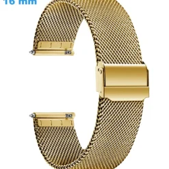 Bracelet Coulissant Doré 16 mm Acier Inoxydable pour montre