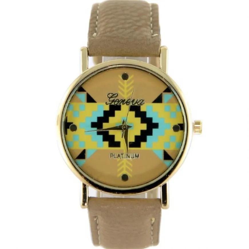 Bracelet cuir brun vintage montre pas chère femme