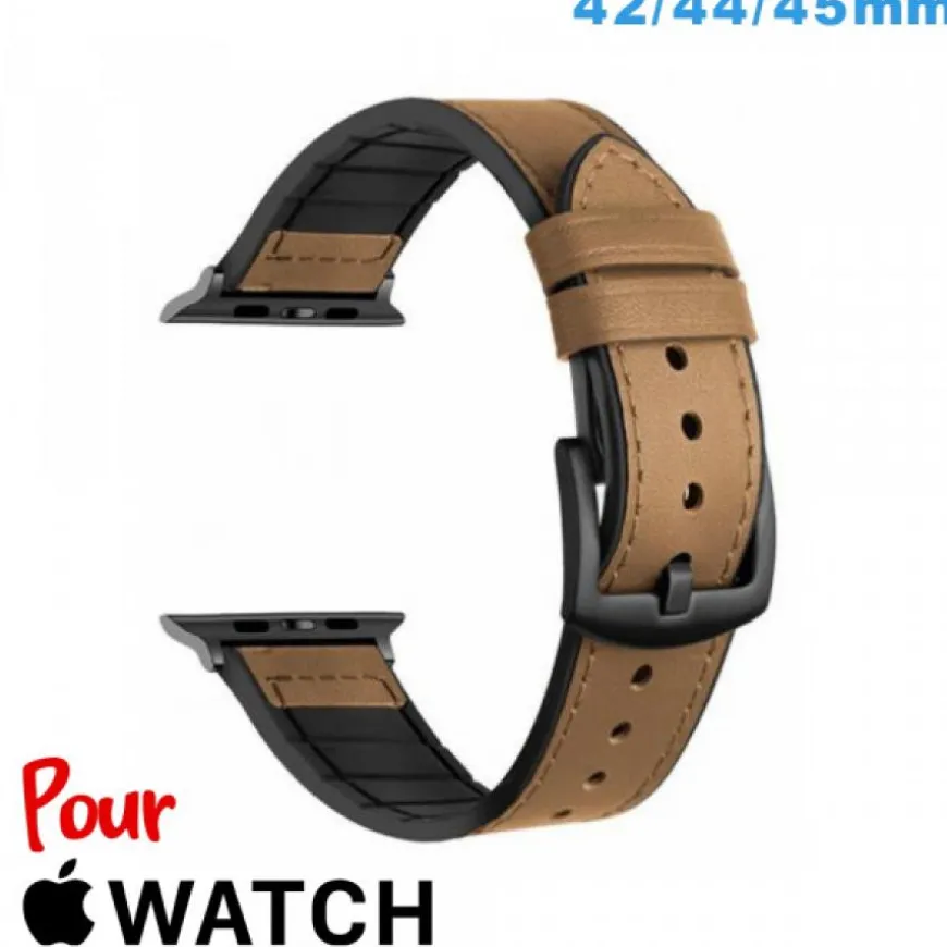 Bracelet Cuir Marron clair montre pour Apple Watch 42 mm