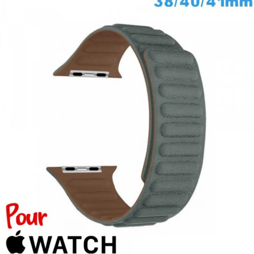 Bracelet Cuir Micro Fibre Bleu montre pour Apple Watch 38 mm