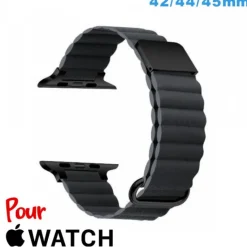 Bracelet Cuir Micro Fibre 42mm Gris anthracite pour montre pour Apple Watch