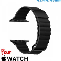 Bracelet Cuir Micro Fibre 42 mm Noir de montre Apple Watch