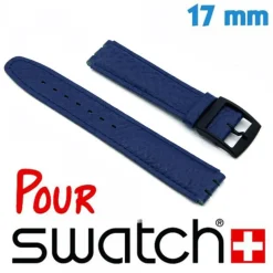 Bracelet Cuir pour Montre Swatch - Bleu 17 mm