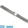 Bracelet de montre argenté Maille tressé Acier Inoxydable 20 mm