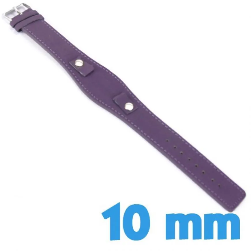 Bracelet de montre Cuir Synthétique Violet 10 mm