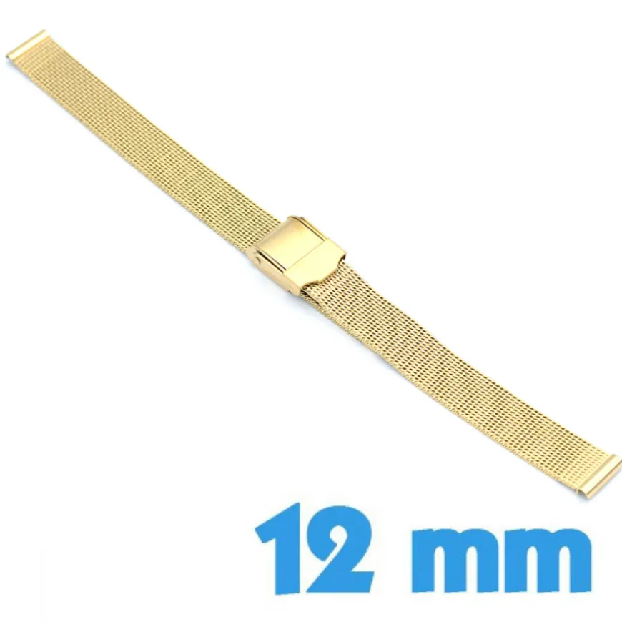 Bracelet de montre à mailles milanaises 12 mm Doré