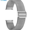 Bracelet de montre 13 mm Acier Inoxydable fermoir Coulissant Argenté