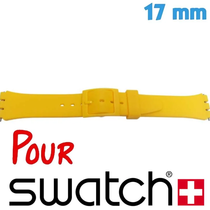 Bracelet de montre 17 mm Caoutchouc Jaune Swatch