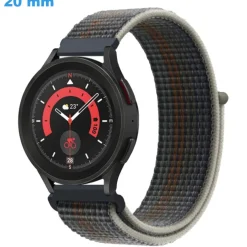 Bracelet de montre 20 mm Nylon Gris Velcro