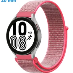Bracelet de montre 20 mm Nylon Rose Velcro