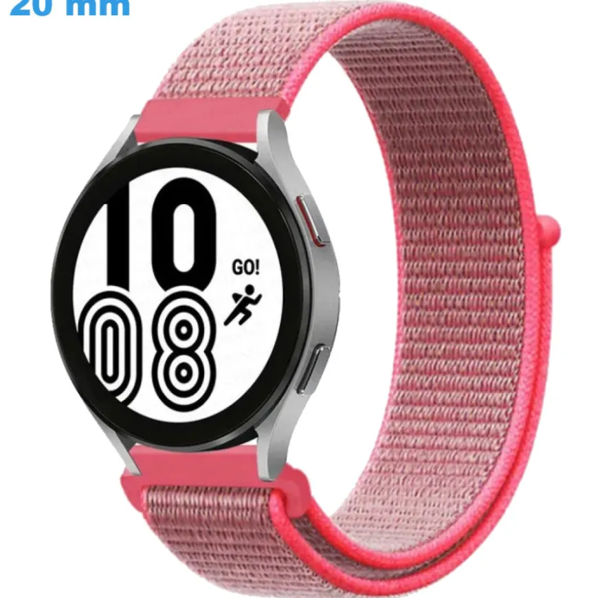 Bracelet de montre 20 mm Nylon Rose Velcro
