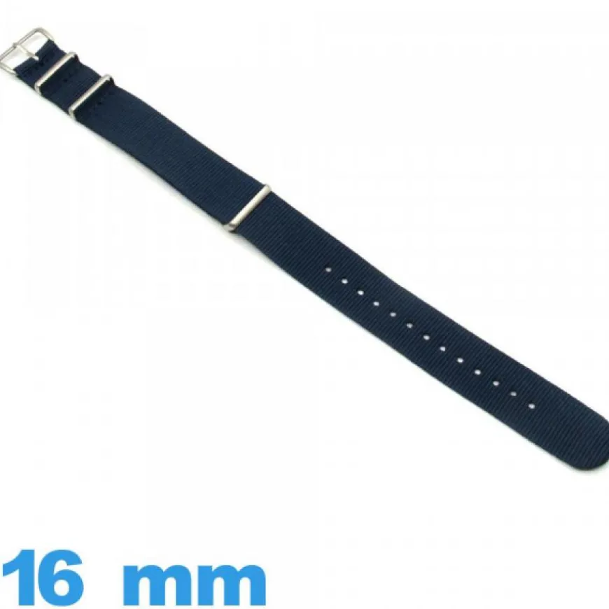 Bracelet de montre N.A.T.O 16mm Bleu Textile