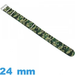 Bracelet de montre Nato 24mm Camouflage Vert tissu