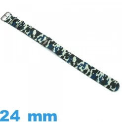 Bracelet de montre N.A.T.O 24mm Esprit Militaire Bleu tissu