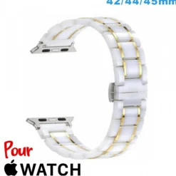 Bracelet de montre pour Apple Watch 42mm Blanc Ceramique
