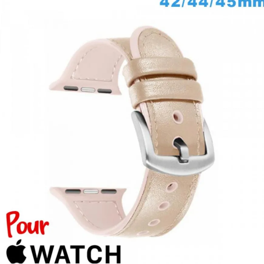 Bracelet de montre pour Apple Watch Bleu clair Cuir Micro Fibre 38mm