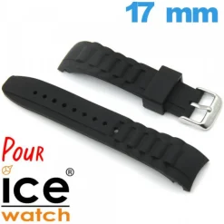 Bracelet de montre pour Ice Watch Noir Cahoutchouc 17mm