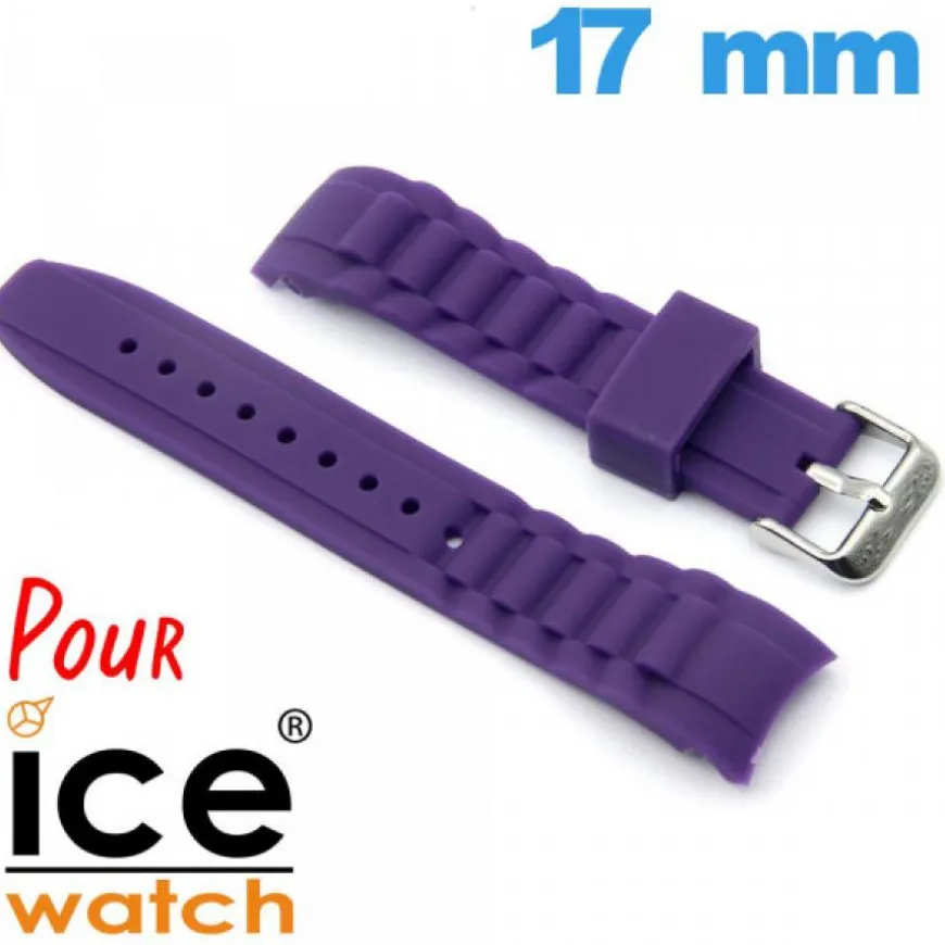Bracelet de montre pour Ice Watch Violet Silicone 17mm