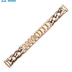 Bracelet Doré rose 22 mm Acier inoxydable pour montre boucle Clip