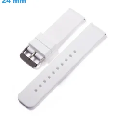 Bracelet fermoir Ardillon Blanc 24 mm Caoutchouc pour montre