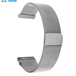 Bracelet fermoir Magnétique 22 mm Acier Inoxydable Argenté de montre