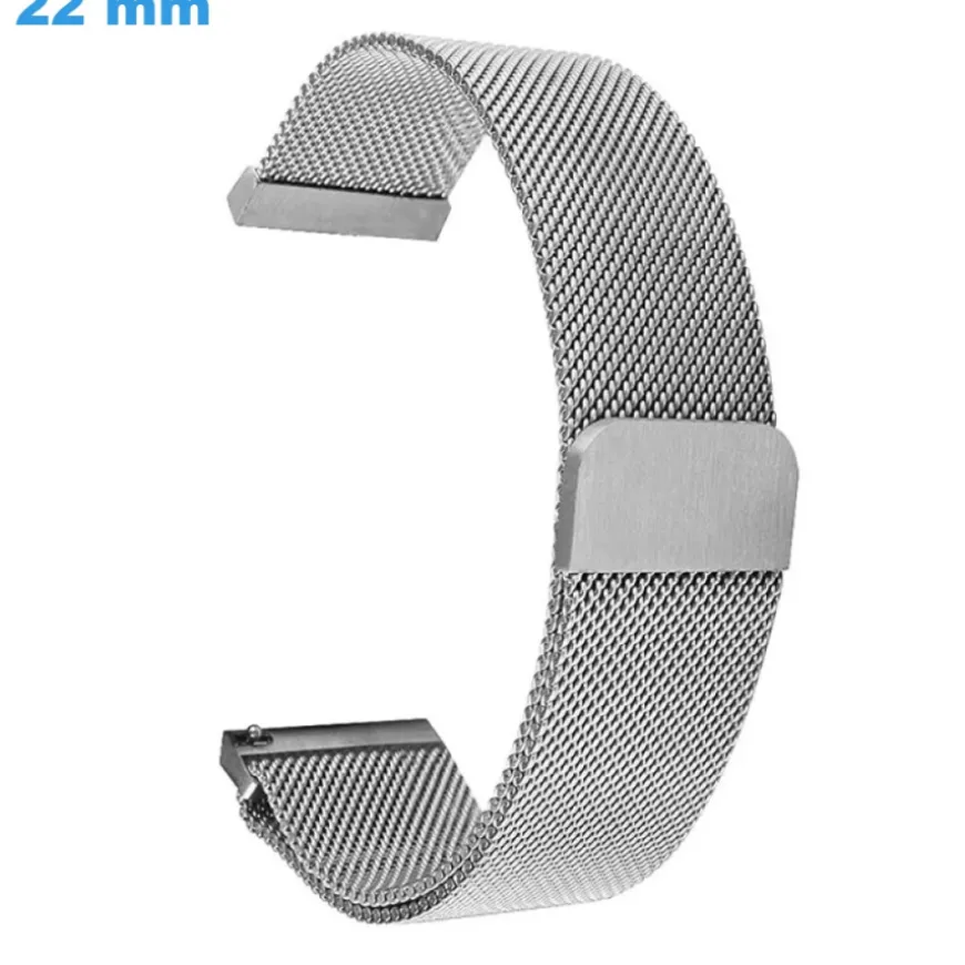 Bracelet fermoir Magnétique 22 mm Acier Inoxydable Argenté de montre