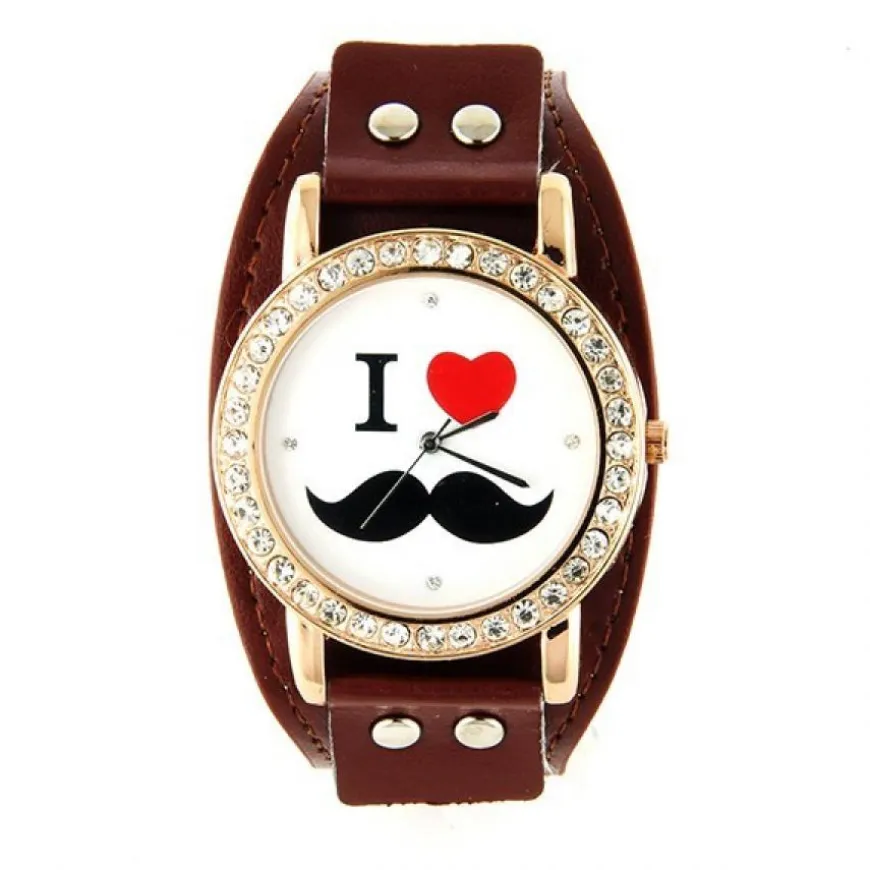 Bracelet force Moustache pas chère montre tendance marron