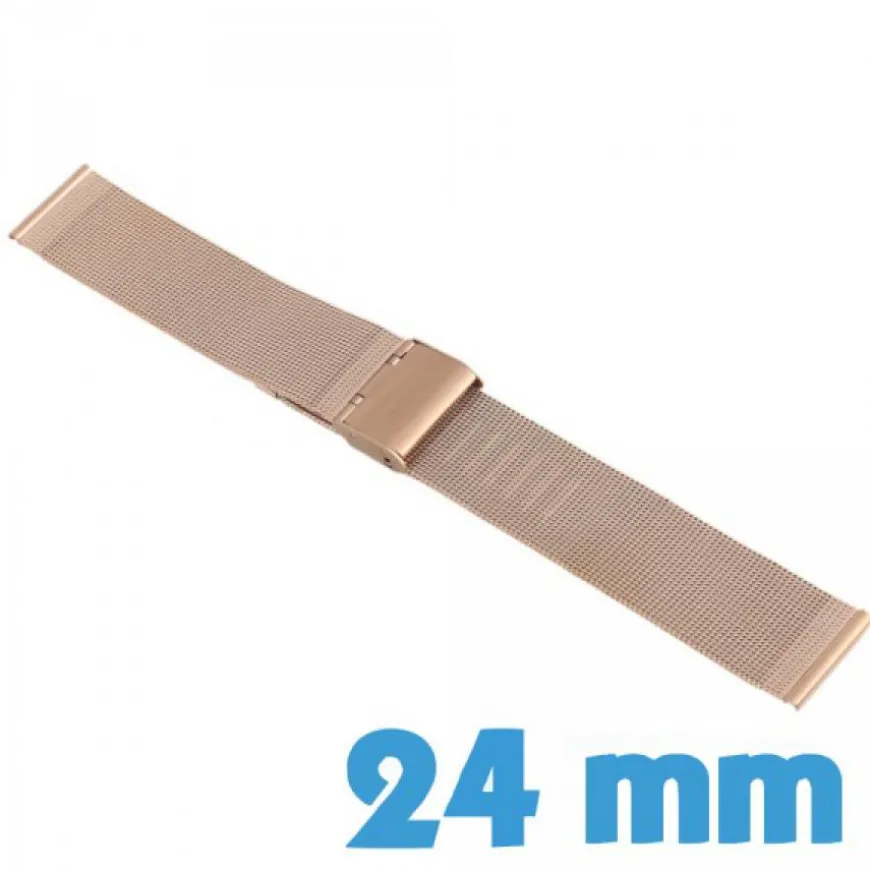 Bracelet maille milanaise 24 mm Cuivre montre Acier Inoxydable