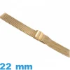 Bracelet MESH tressé Acier Inoxydable 22mm doré pour montre