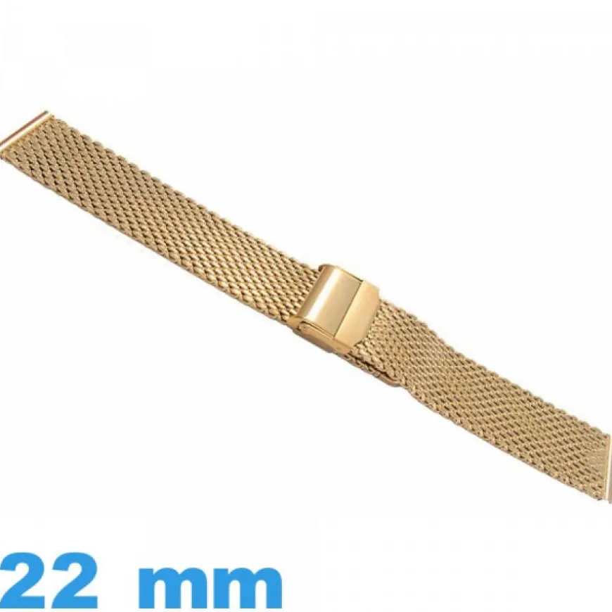 Bracelet MESH tressé Acier Inoxydable 22mm doré pour montre