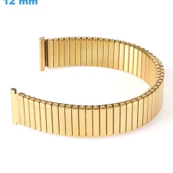 Bracelet 12 mm Acier inoxydable Doré pour montre boucle Sans