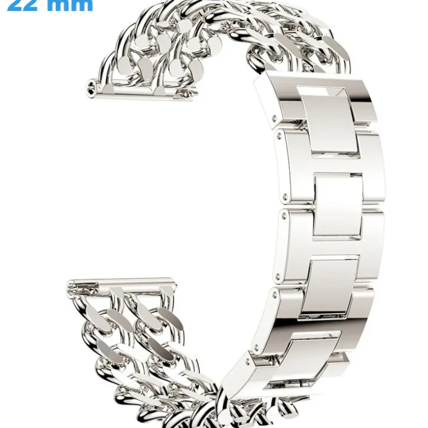 Bracelet 22 mm Acier inoxydable Argenté montre Clip
