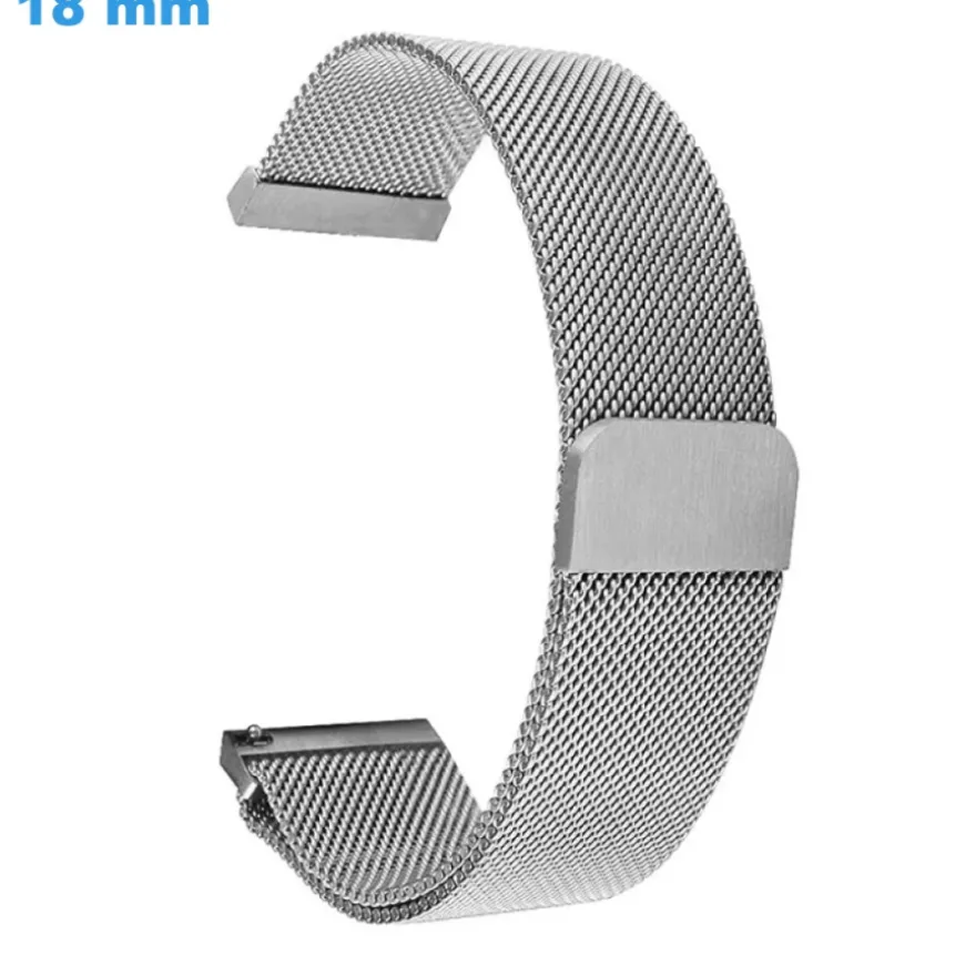 Bracelet 18 mm Acier Inoxydable pour montre Argenté