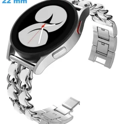 Bracelet 22 mm Acier inoxydable Argenté et Blanc de montre Clip