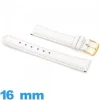 Bracelet 16mm blanc pour montre Cuir véritable de veau lisse