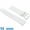 Bracelet 14mm Blanc pour montre  Cuir Synthétique Vegan Lisse