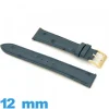 Bracelet 12 mm Bleu pour montre Rembourré Cuir Cuir autruche